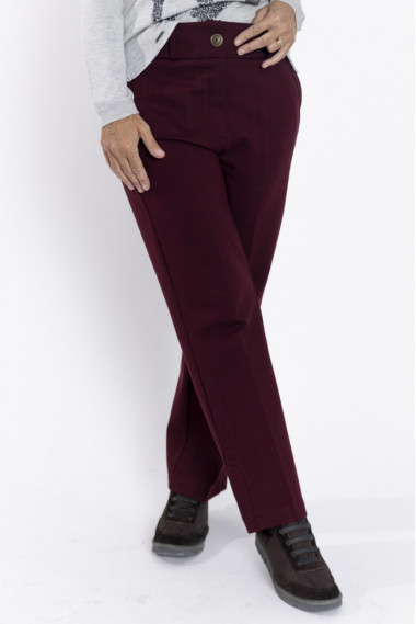 Pantalon Recto Granate Efecto Segunda Piel