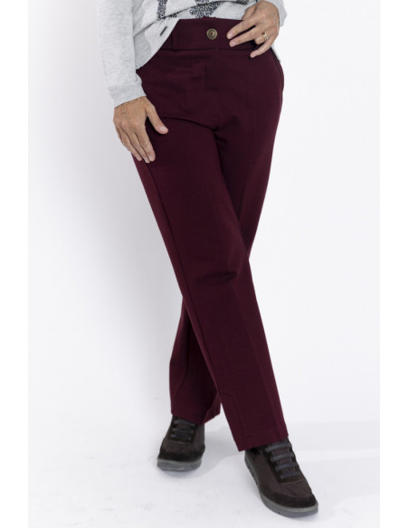 Pantalon Recto Granate Efecto Segunda Piel