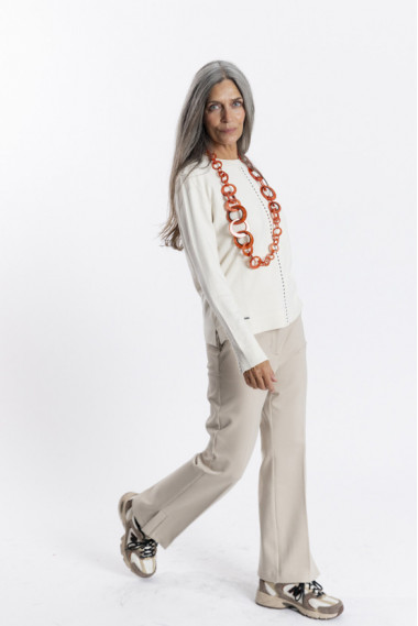 Pantalon Recto Con Aberturas Piedra BMB & Co.