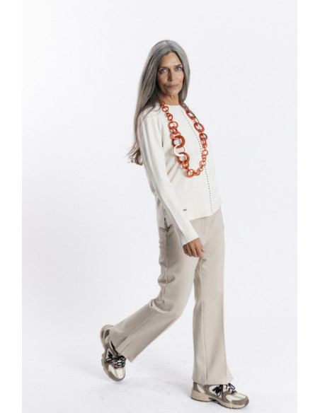 Pantalon Recto Con Aberturas Piedra BMB & Co.