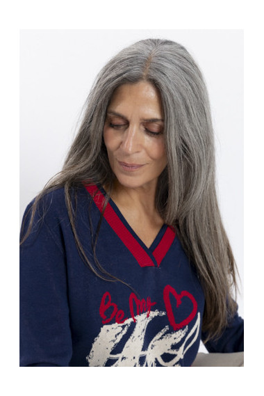 Jersey Navy De Algodón Con Intarsia