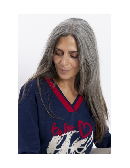 Jersey Navy De Algodón Con Intarsia