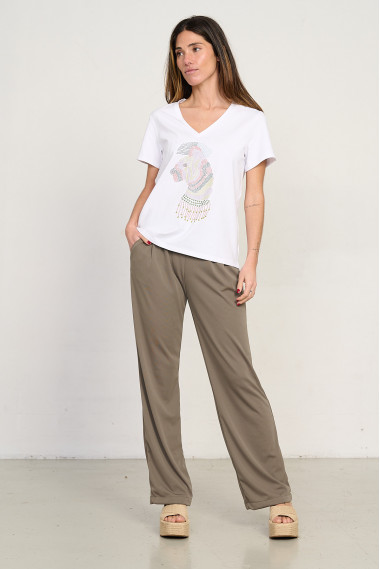 Pantalon Extra Confort Kaki Con Pinzas BMB & Co.