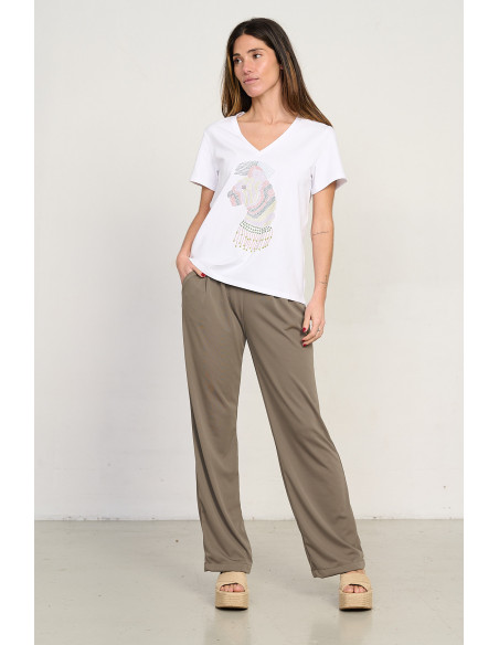 Pantalon Extra Confort Kaki Con Pinzas BMB & Co.