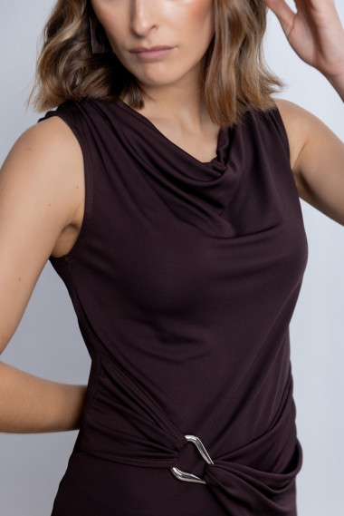 Vestido Midi Con Drapeado Chocolate BMB & Co.