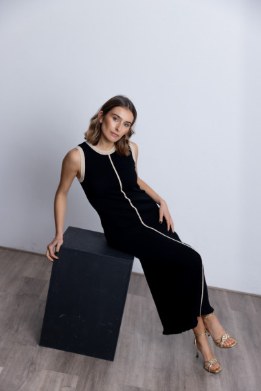 Vestido Negro Algodón Entallado BMB & Co.