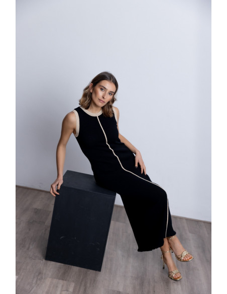 Vestido Negro Algodón Entallado BMB & Co.