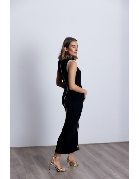 Vestido Negro Algodón Entallado BMB & Co.