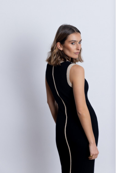 Vestido Negro Algodón Entallado BMB & Co.