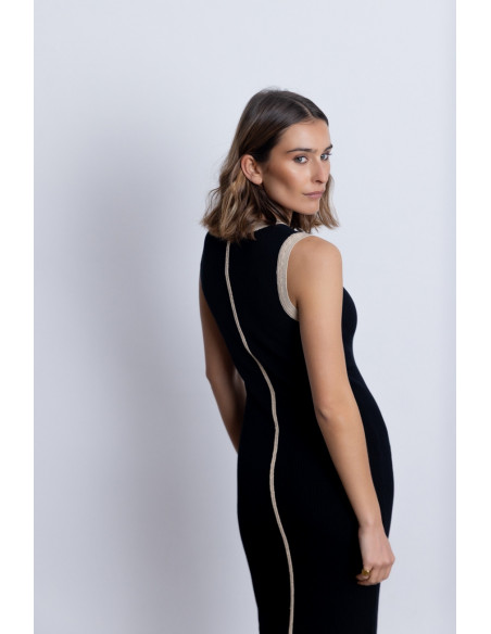 Vestido Negro Algodón Entallado BMB & Co.