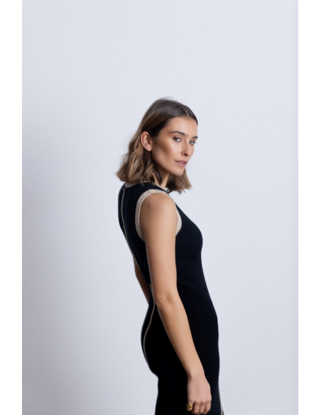 Vestido Negro Algodón Entallado BMB & Co.