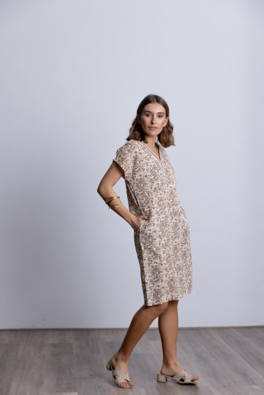 Vestido Corto Recto Algodón Animal Print BMB & Co.