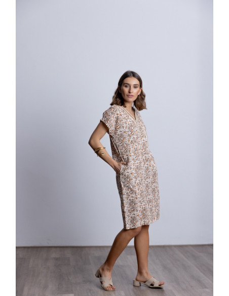 Vestido Corto Recto Algodón Animal Print BMB & Co.