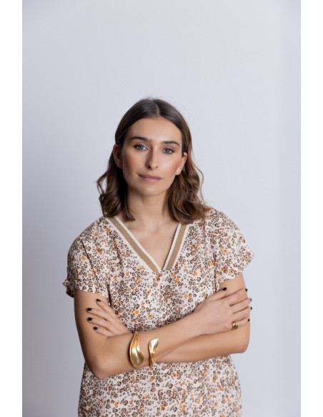 Vestido Corto Recto Algodón Animal Print BMB & Co.