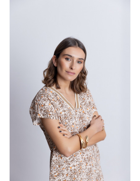 Vestido Corto Recto Algodón Animal Print BMB & Co.