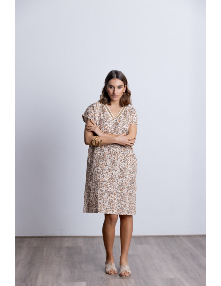 Vestido Corto Recto Algodón Animal Print BMB & Co.