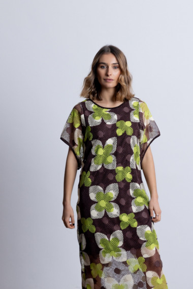 Vestido Midi Crochet Estampado BMB & Co.