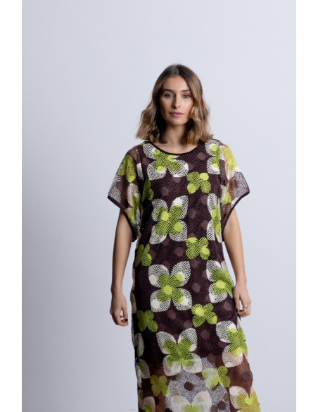 Vestido Midi Crochet Estampado BMB & Co.