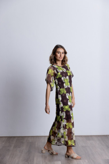 Vestido Midi Crochet Estampado BMB & Co.