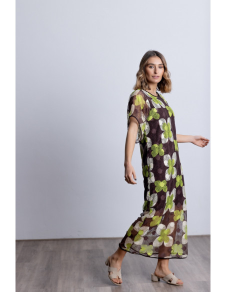 Vestido Midi Crochet Estampado BMB & Co.