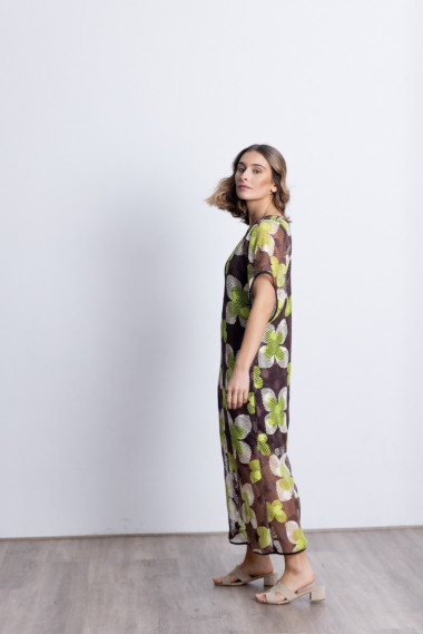 Vestido Midi Crochet Estampado BMB & Co.