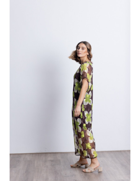 Vestido Midi Crochet Estampado BMB & Co.