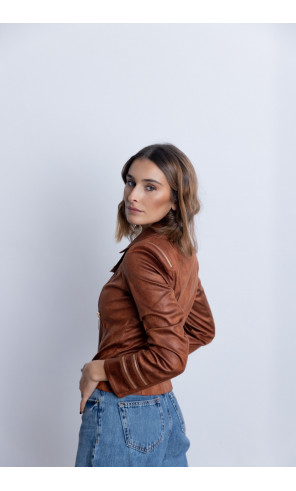 Cazadora Entallada Cognac Con Cremalleras BMB & Co.