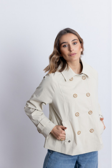 Trench Corta Cruzada Beige BMB & Co.