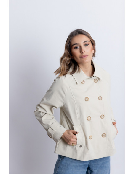 Trench Corta Cruzada Beige BMB & Co.
