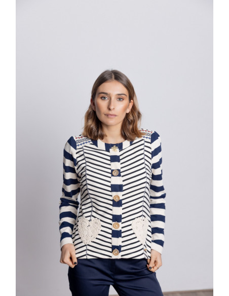 Chaqueta Entallada Marinera Con Bordados BMB & Co.