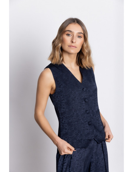Chaleco Marino Jacquard Flores BMB & Co.