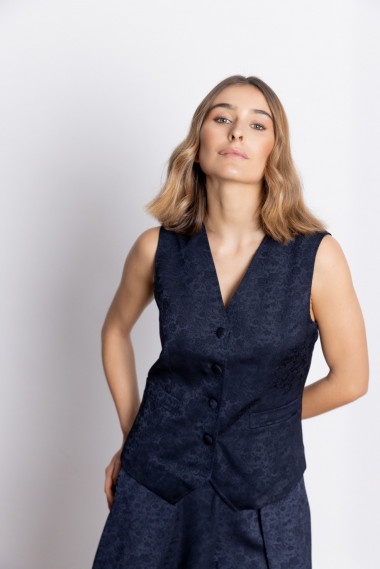 Chaleco Marino Jacquard Flores BMB & Co.