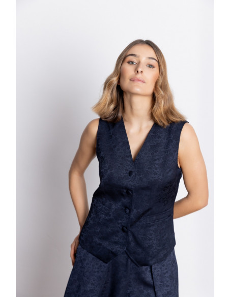 Chaleco Marino Jacquard Flores BMB & Co.