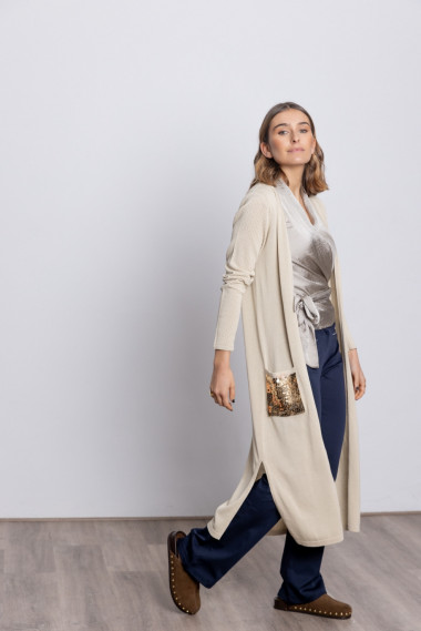 Chaqueta Larga Algodón Con Lentejuelas BMB & Co.