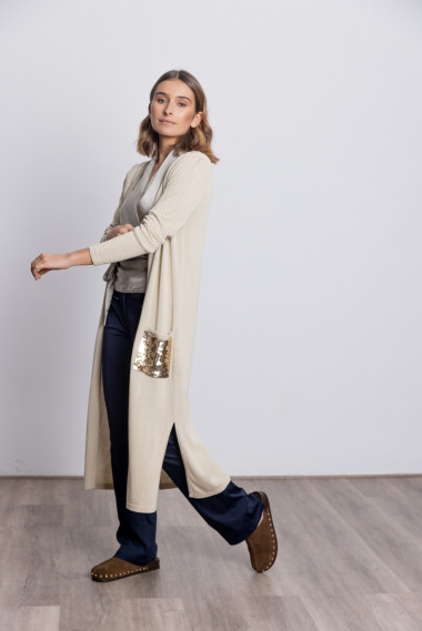 Chaqueta Larga Algodón Con Lentejuelas BMB & Co.