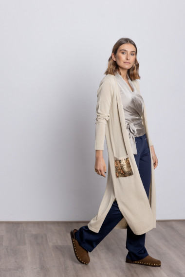 Chaqueta Larga Algodón Con Lentejuelas BMB & Co.