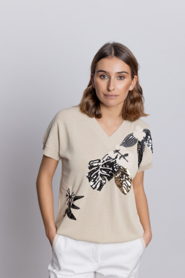 Jersey Algodón Con Lentejuelas