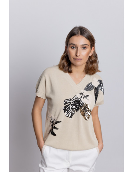 Jersey Algodón Con Lentejuelas