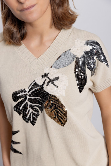 Jersey Algodón Con Lentejuelas