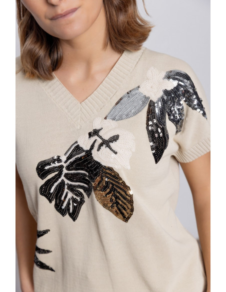 Jersey Algodón Con Lentejuelas