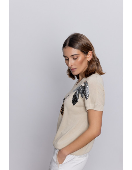 Jersey Algodón Con Lentejuelas