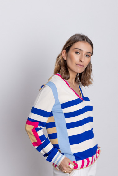 Jersey Escote en Pico Multi Rayas BMB & Co.