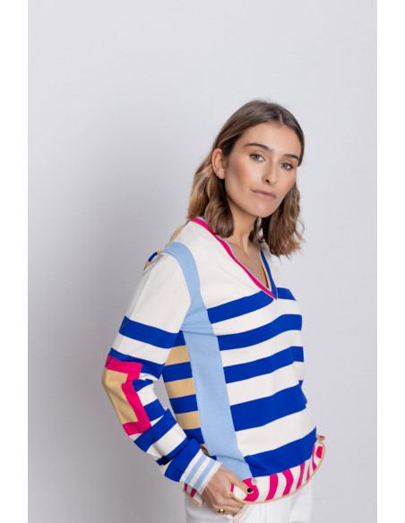 Jersey Escote en Pico Multi Rayas BMB & Co.