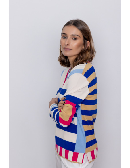 Jersey Escote en Pico Multi Rayas BMB & Co.