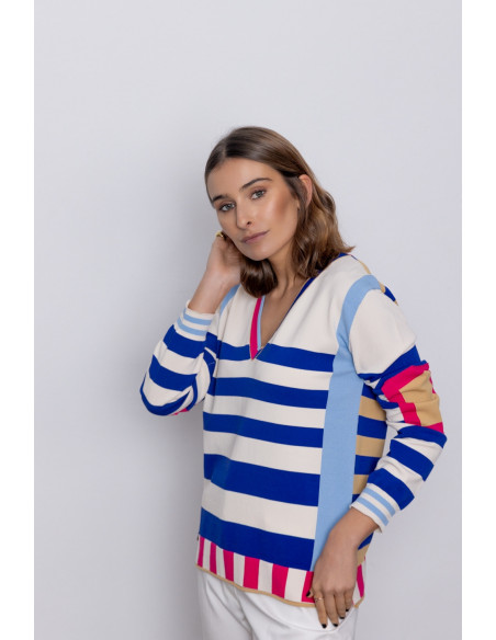 Jersey Escote en Pico Multi Rayas BMB & Co.