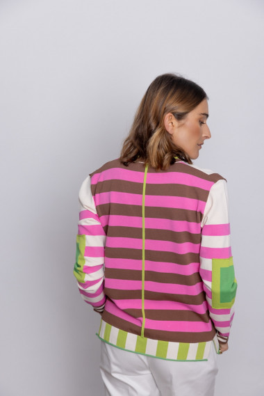 Jersey Escote en Pico Multi Rayas BMB & Co.