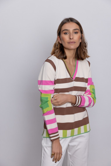 Jersey Escote en Pico Multi Rayas BMB & Co.