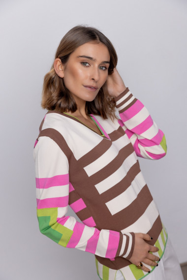 Jersey Escote en Pico Multi Rayas BMB & Co.