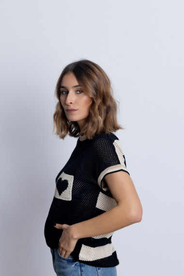 Jersey Bicolor de Algodón con Calados BMB & Co.