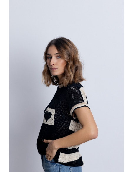 Jersey Bicolor de Algodón con Calados BMB & Co.